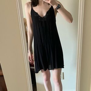 NWOT Free People Intimately black slip dress with lace detail